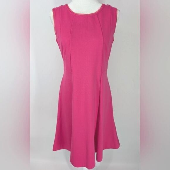 Talbots Barbie Pink Sleeveless Knee-Length Ponte Fit and Flare Crepe Dress 6 NWT - Picture 1 of 7